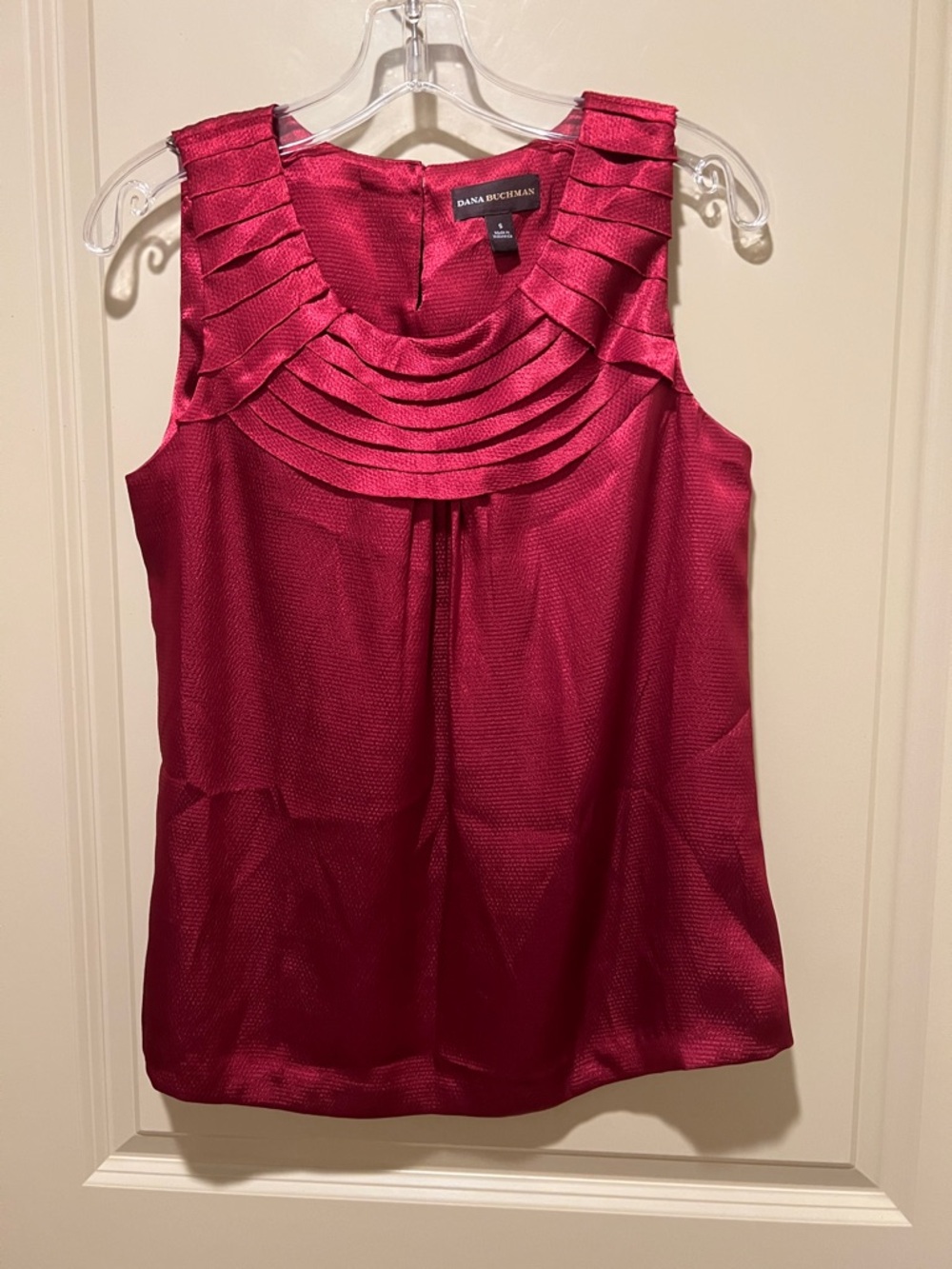 Dana Buchman Sleeveless Pleated Yoke Top - Berry Red